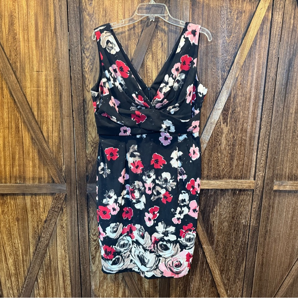 Donna Ricco Feminine Floral Midi Dress - Size 14